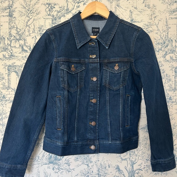 J. Crew Blue Trucker Jean Jacket with Contrast Stitching - Picture 1 of 3